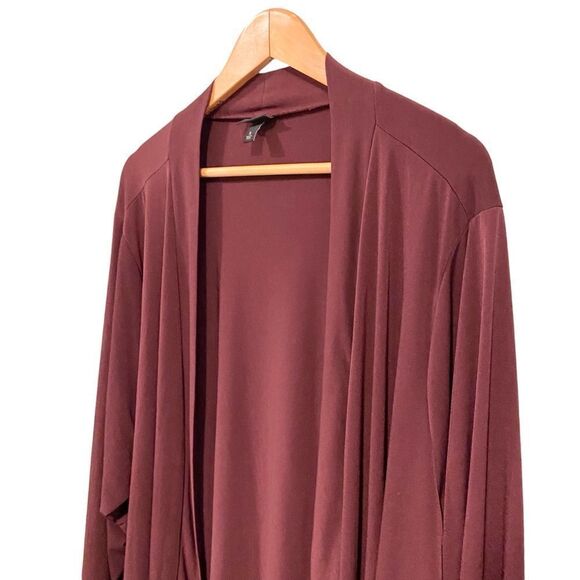Torrid Open Front Cardigan Wide Sleeve in Color Wine in Size 5X - Picture 6 of 12